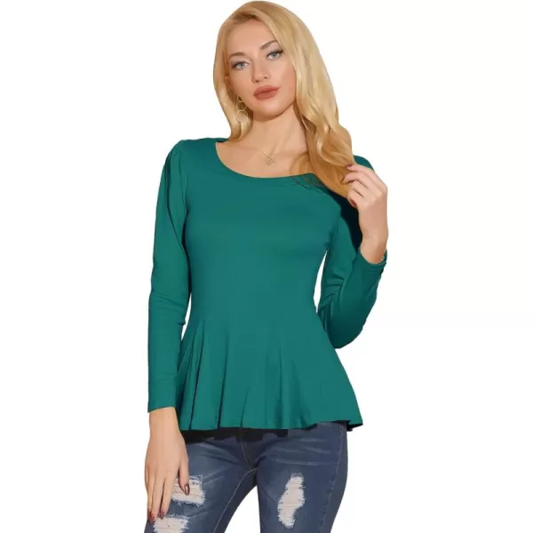 Allegra K Women's Long Sleeves Scoop Neck Casual Peplum Shirt Tops