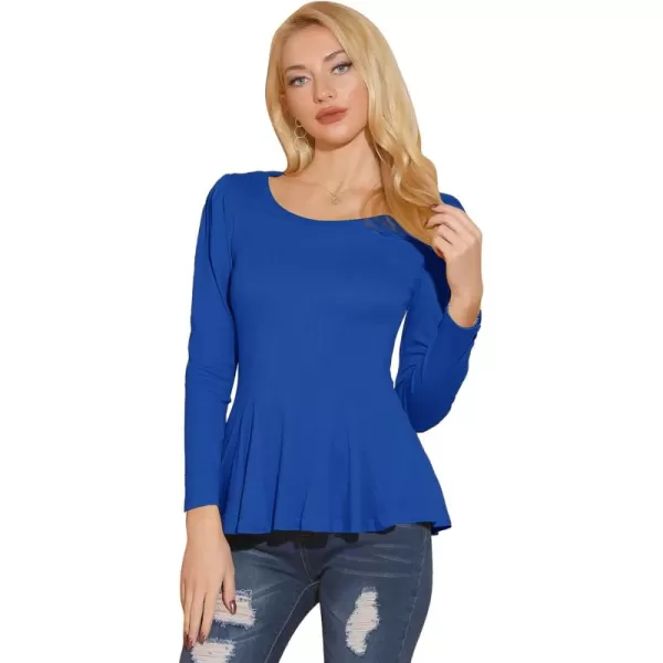 Allegra K Women's Long Sleeves Scoop Neck Casual Peplum Shirt Tops