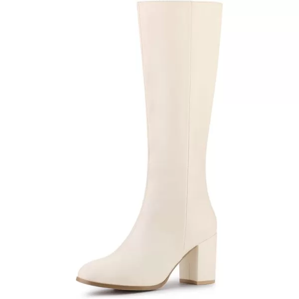 Allegra K Women's Round Toe Zip Block Heels Knee High Boots