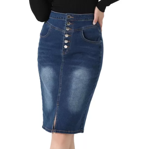 Allegra K Women's Jean Skirts Casual High Waist Split Hem Bodycon Denim Pencil Skirt