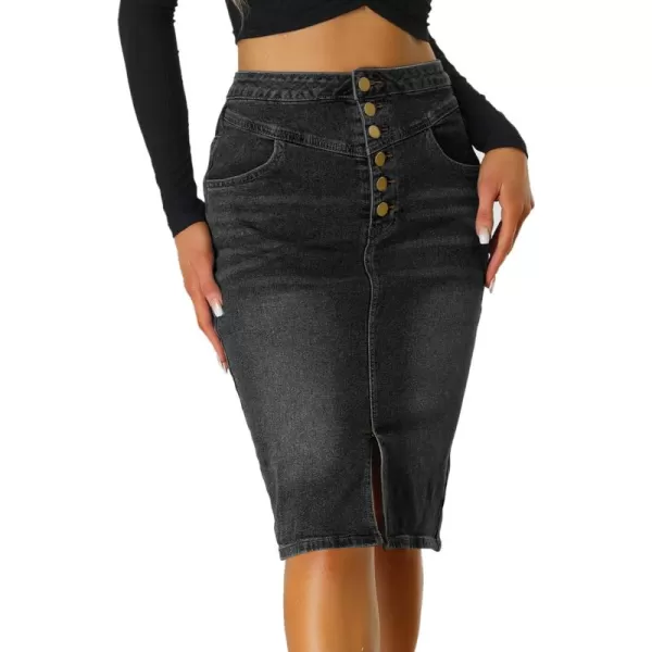 Allegra K Women's Jean Skirts Casual High Waist Split Hem Bodycon Denim Pencil Skirt