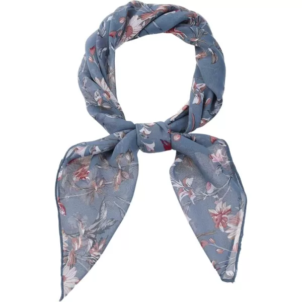 Allegra K Women Chiffon Scarves - 27.6" X27.6" - Floral Print Square Kerchief Neck Scarf Neckerchief