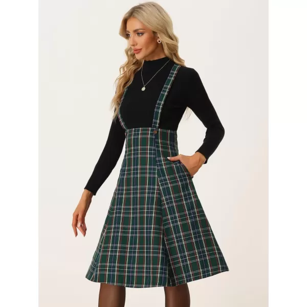 Allegra K Plaid Overall Dress for Women's Tartan Pinafore Suspender Skirt