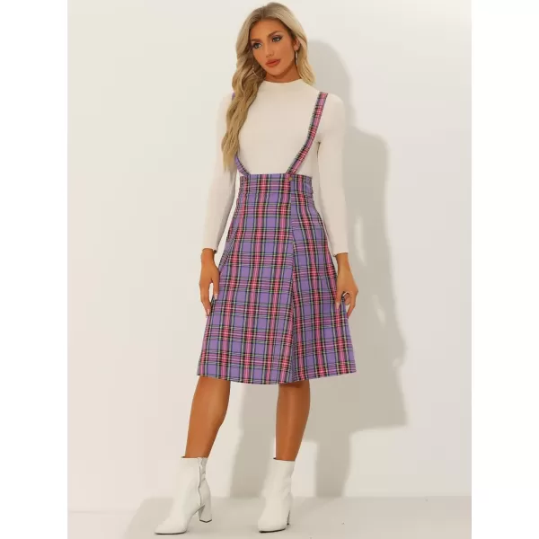 Allegra K Plaid Overall Dress for Women's Tartan Pinafore Suspender Skirt