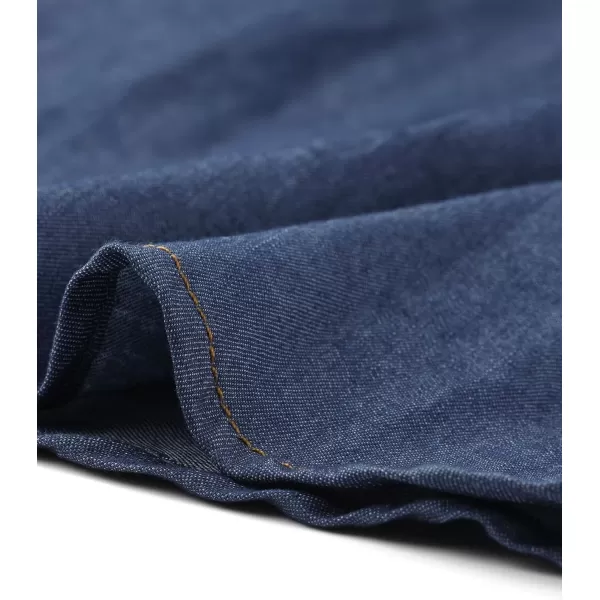 Allegra K Chambray Dress for Women's Tie Waist Button Front A-Line Dress