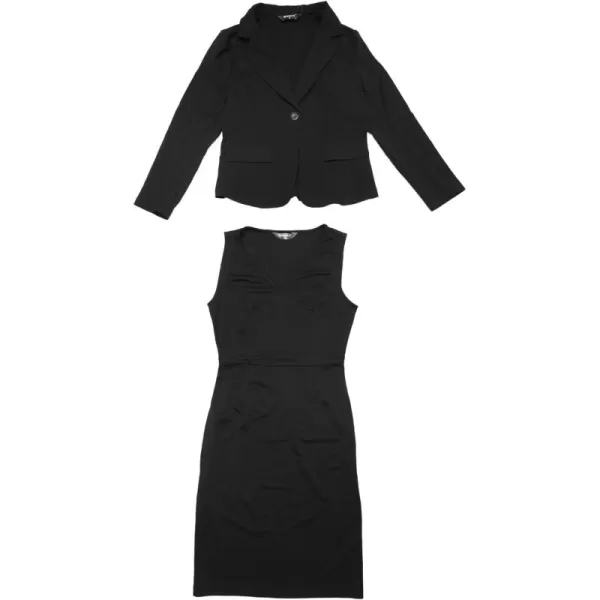 Allegra K Business Dress Suit Sets for Women's 2 Piece Outfit Work Office Notched Lapel Jacket Blazer Solid V Neck Dress