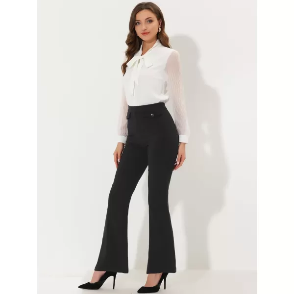 Allegra K Wear to Work Long Pant Trousers for Women's Business Elegant High Waist Stretch Flare Pants