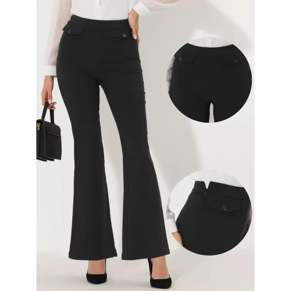 Allegra K Wear to Work Long Pant Trousers for Women's Business Elegant High Waist Stretch Flare Pants