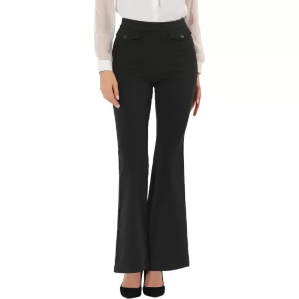 Allegra K Wear to Work Long Pant Trousers for Women's Business Elegant High Waist Stretch Flare Pants