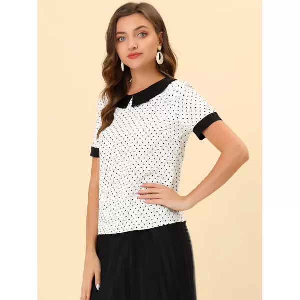 Allegra K Women's Peter Pan Collar Shirt 1950s Vintage Polka Dots Blouse