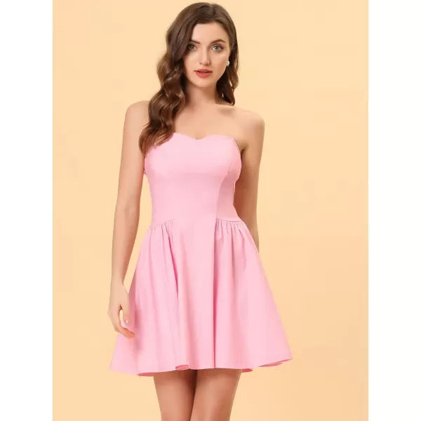 Allegra K Women's Sexy Strapless Party Dress Sweetheart Neck Off Shoulder Sleeveless Mini Dress