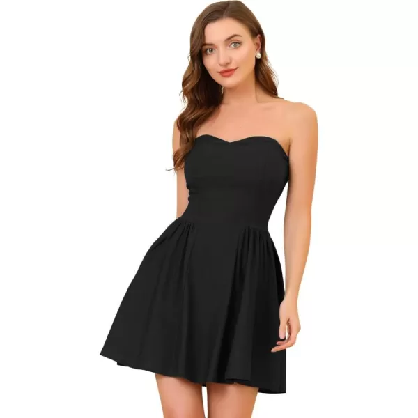 Allegra K Women's Sexy Strapless Party Dress Sweetheart Neck Off Shoulder Sleeveless Mini Dress