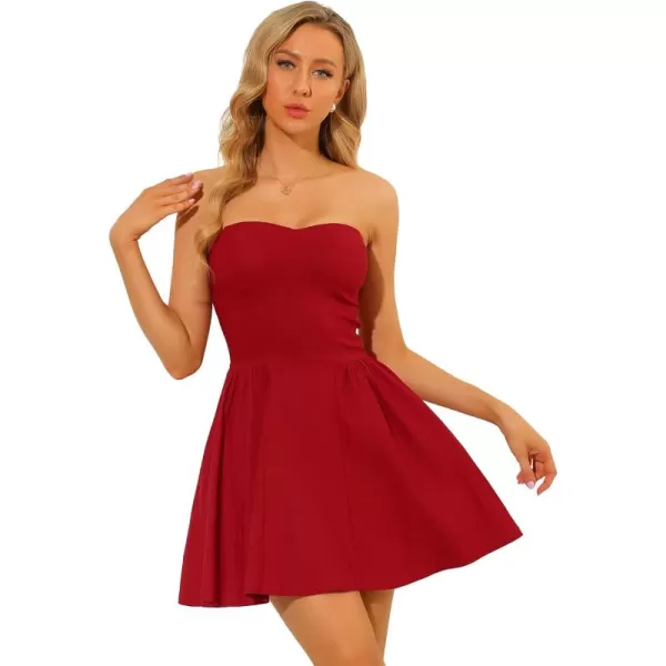 Allegra K Women's Sexy Strapless Party Dress Sweetheart Neck Off Shoulder Sleeveless Mini Dress