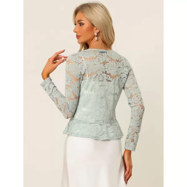 Allegra K Floral Lace Shrug for Women's Tie Front Top Ruffled Hem Office Sheer Crop Bolero Cardigan