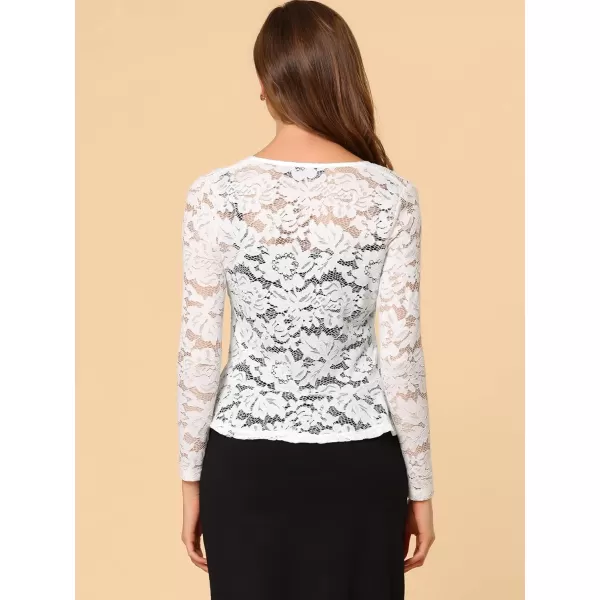 Allegra K Floral Lace Shrug for Women's Tie Front Top Ruffled Hem Office Sheer Crop Bolero Cardigan