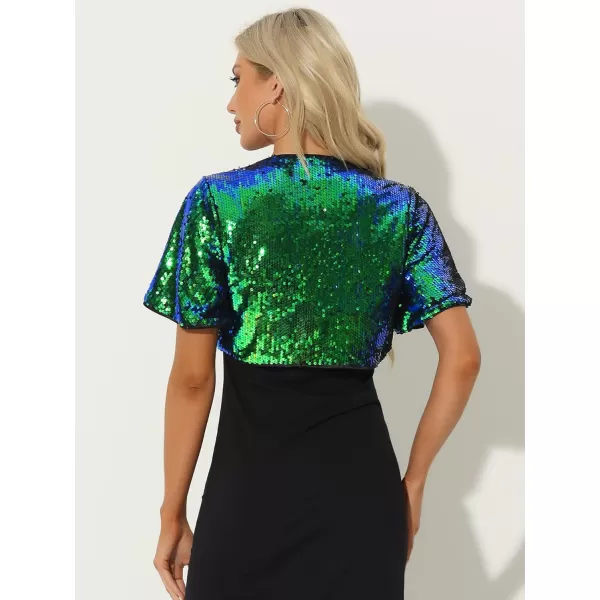 Allegra K Sequin Jacket for Women's Sparkly Bolero Crop Glitter Shrug