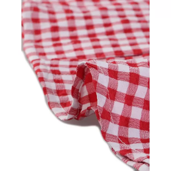 Allegra K Summer Gingham Tops for Women's Square Neck Ruffle Cap Sleeve Blouses