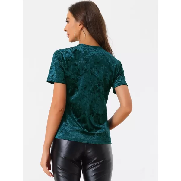 Allegra K Women's Christmas Velvet Top Crew Neck Short Sleeve Casual T-Shirt