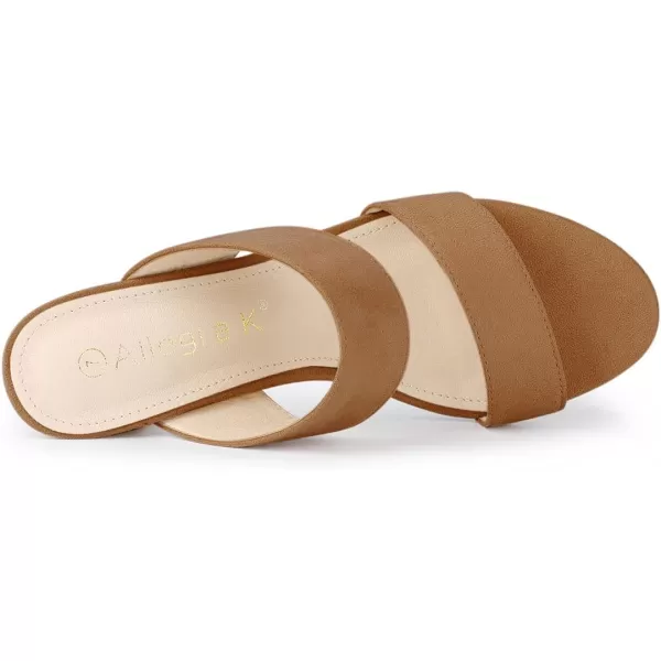 Allegra K Women's Opened Toe Block Heeled Slide Sandals