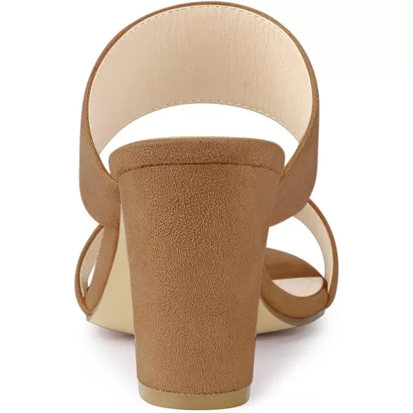 Allegra K Women's Opened Toe Block Heeled Slide Sandals