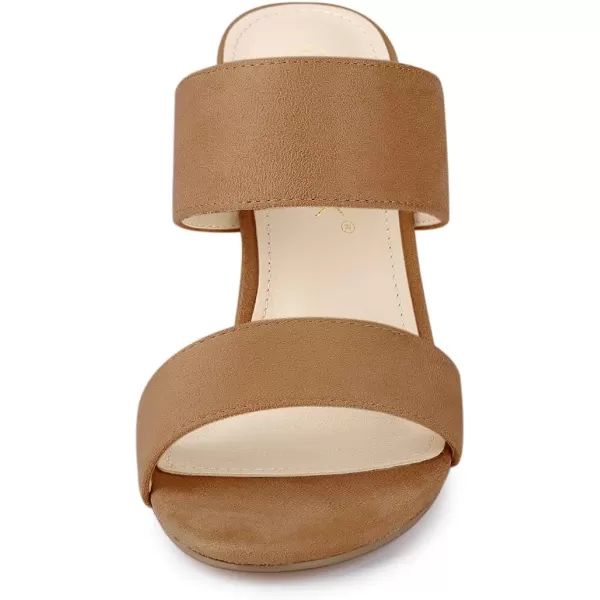 Allegra K Women's Opened Toe Block Heeled Slide Sandals