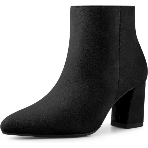 Allegra K Women's Pointy Toe Side Zip Chunky Heels Ankle Boots