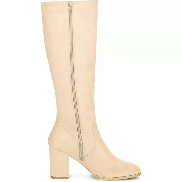 imageAllegra K Womens Side Zipper Chunky Heel Knee High BootsBeige