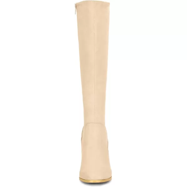 imageAllegra K Womens Side Zipper Chunky Heel Knee High BootsBeige