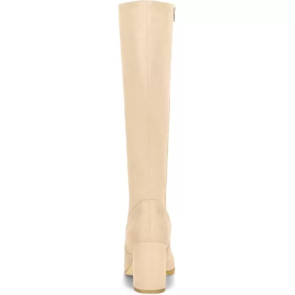 imageAllegra K Womens Side Zipper Chunky Heel Knee High BootsBeige