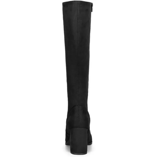 imageAllegra K Womens Side Zipper Chunky Heel Knee High BootsBlack