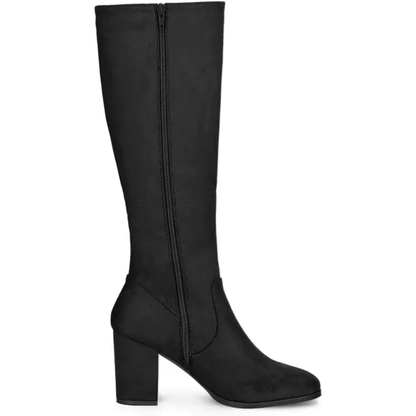 imageAllegra K Womens Side Zipper Chunky Heel Knee High BootsBlack