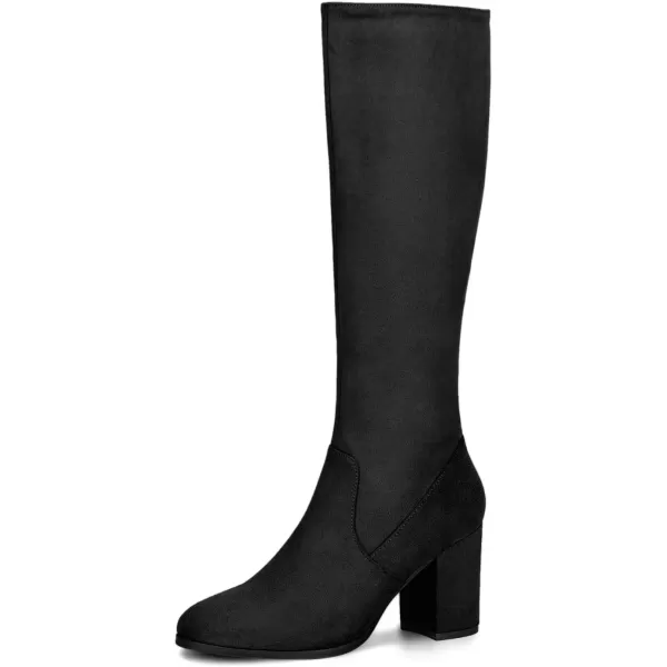 imageAllegra K Womens Side Zipper Chunky Heel Knee High BootsBlack