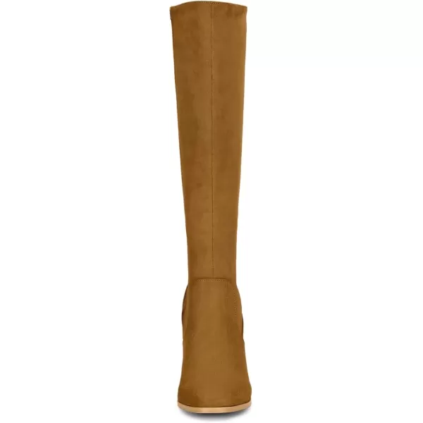 imageAllegra K Womens Side Zipper Chunky Heel Knee High BootsBrown