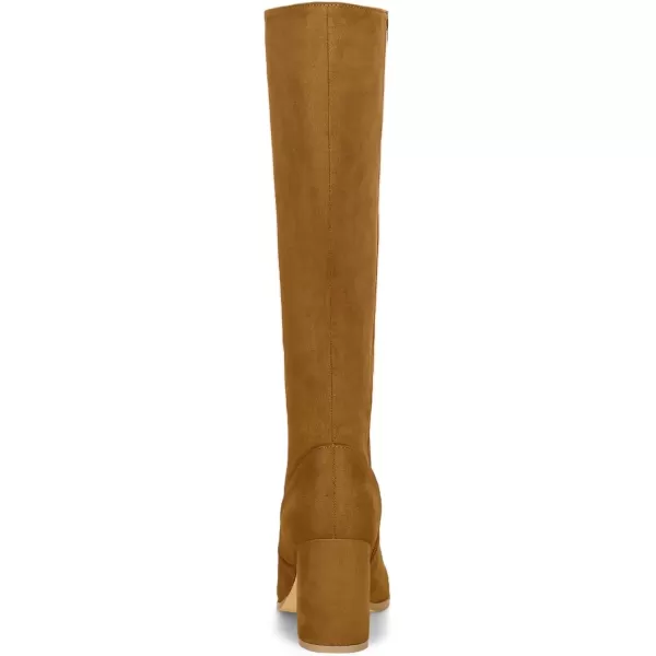 imageAllegra K Womens Side Zipper Chunky Heel Knee High BootsBrown