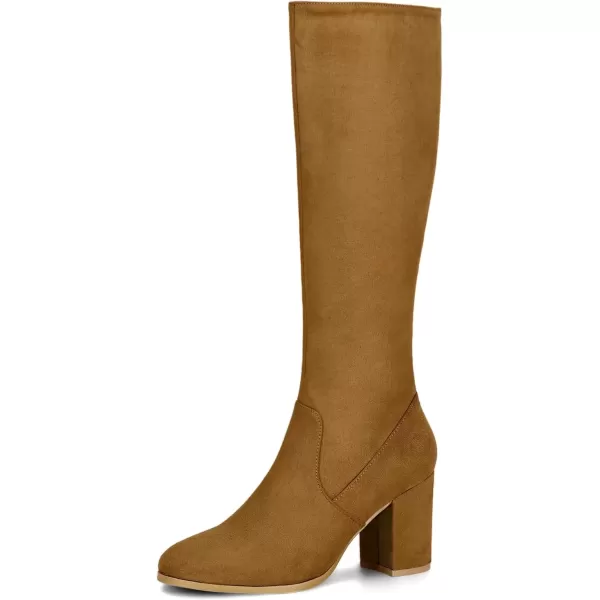 imageAllegra K Womens Side Zipper Chunky Heel Knee High BootsBrown