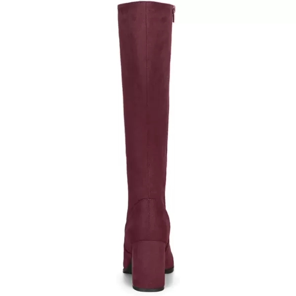 imageAllegra K Womens Side Zipper Chunky Heel Knee High BootsBurgundy