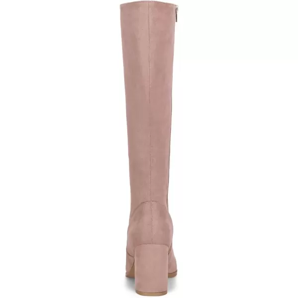 imageAllegra K Womens Side Zipper Chunky Heel Knee High BootsDust Pink