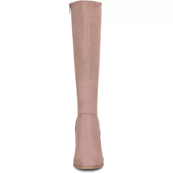 imageAllegra K Womens Side Zipper Chunky Heel Knee High BootsDust Pink