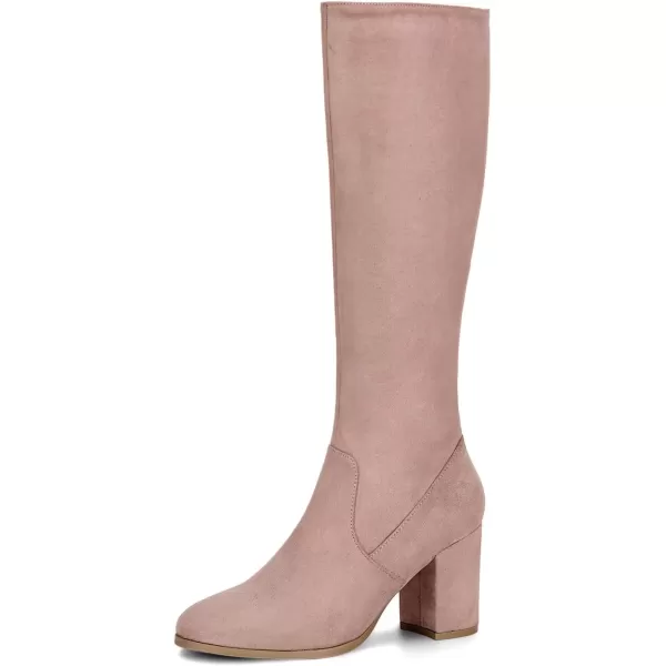 imageAllegra K Womens Side Zipper Chunky Heel Knee High BootsDust Pink