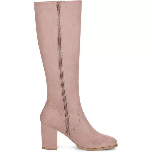 imageAllegra K Womens Side Zipper Chunky Heel Knee High BootsDust Pink