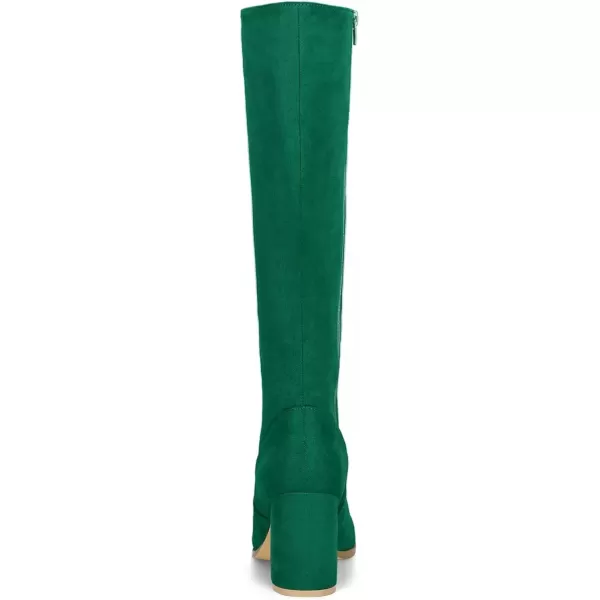 imageAllegra K Womens Side Zipper Chunky Heel Knee High BootsEmerald Green