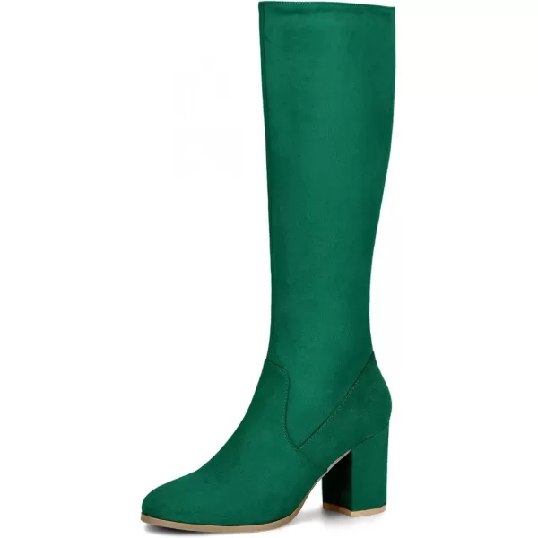 imageAllegra K Womens Side Zipper Chunky Heel Knee High BootsEmerald Green