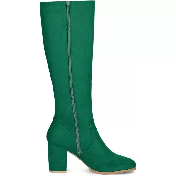 imageAllegra K Womens Side Zipper Chunky Heel Knee High BootsEmerald Green