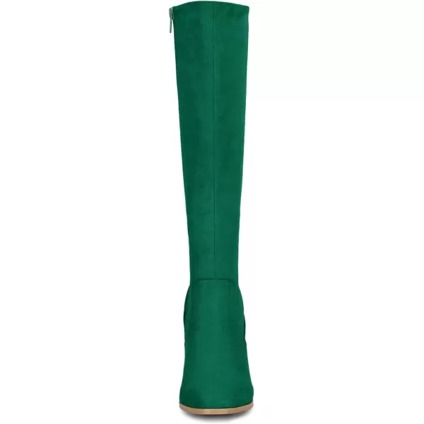 imageAllegra K Womens Side Zipper Chunky Heel Knee High BootsEmerald Green