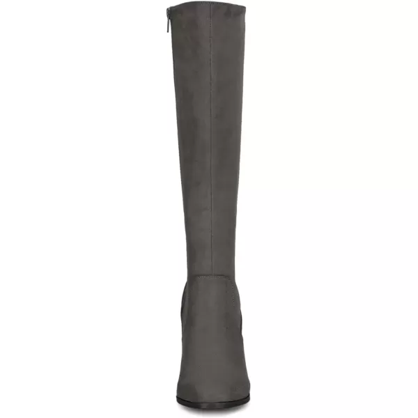 imageAllegra K Womens Side Zipper Chunky Heel Knee High BootsGrey