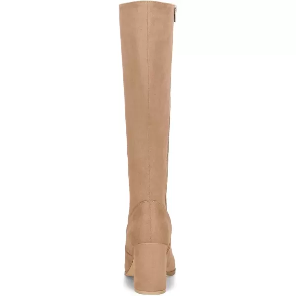 imageAllegra K Womens Side Zipper Chunky Heel Knee High BootsKhaki