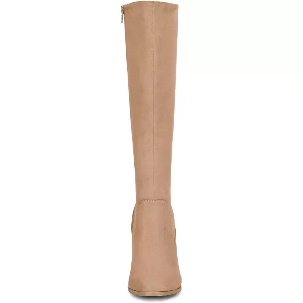 imageAllegra K Womens Side Zipper Chunky Heel Knee High BootsKhaki