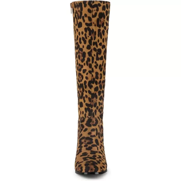 imageAllegra K Womens Side Zipper Chunky Heel Knee High BootsLeopard