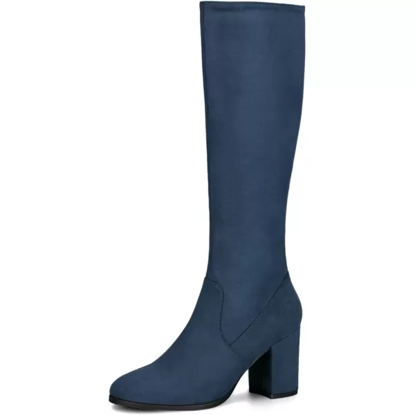 imageAllegra K Womens Side Zipper Chunky Heel Knee High BootsNavy Blue