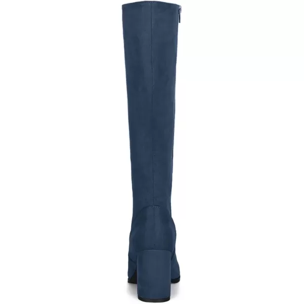 imageAllegra K Womens Side Zipper Chunky Heel Knee High BootsNavy Blue